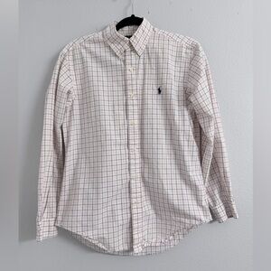 Men’s Ralph Lauren Classic Fit Button Down Shirt 15 32/33 White Pink Navy Cotton